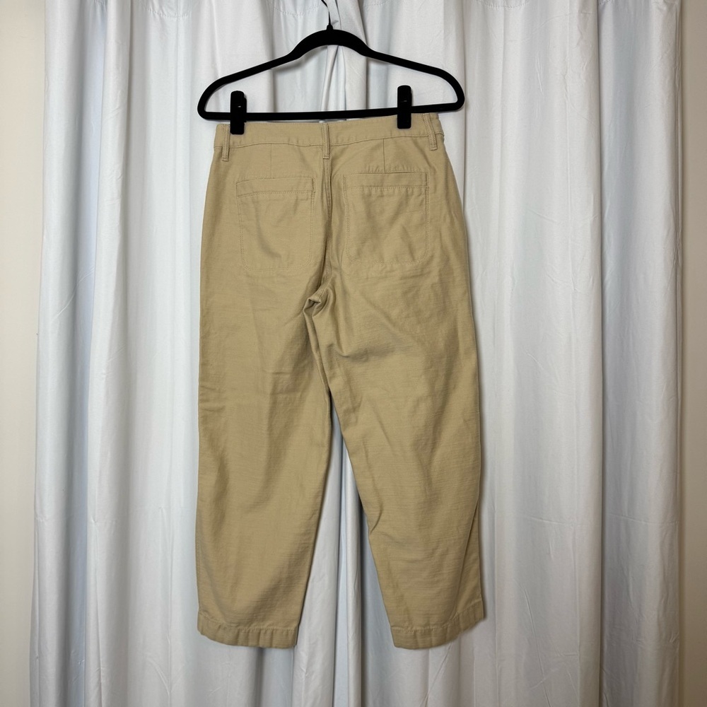 J Crew Cropped Pants Womens 6 Petite Tan Khaki Cotton Patch Pocket - Picture 3 of 9